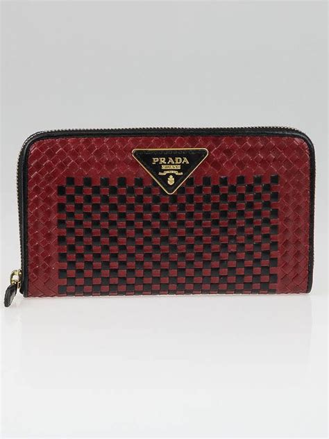 Prada Voyage Woven Leather Madras Continental Wallet 1M1183 